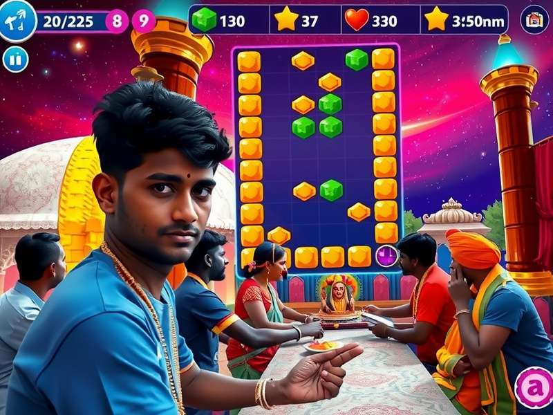 Indian players enjoying Pixel Puzzle Palace during a local festival event